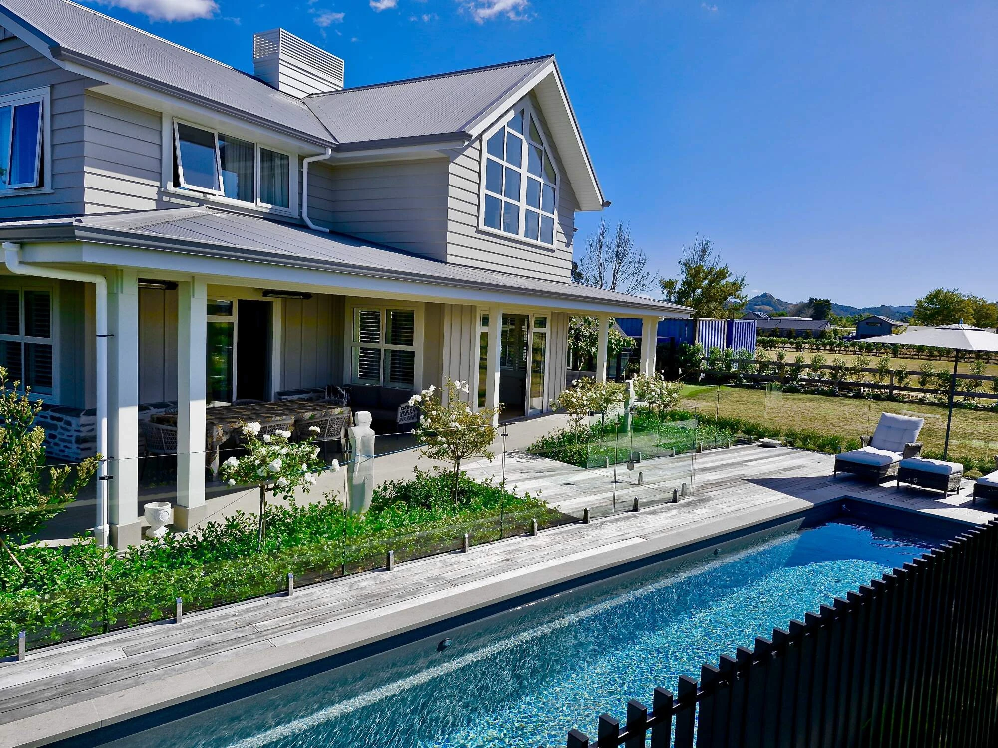 A resort-style backyard pool